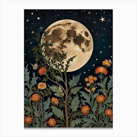 Moon And Flowers Style William Morris 22 Canvas Print