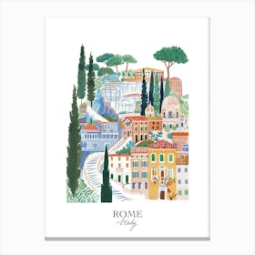 Rome Italy 3 Gouache Travel Illustration Canvas Print