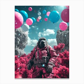 Gorilla In Space With Balloons Canvas Print