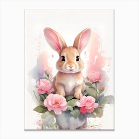 Bunny With Roses Canvas Print