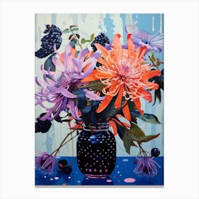 Surreal Florals Bee Balm 4 Flower Painting Canvas Print