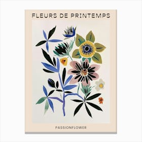 Spring Floral French Poster  Passionflower 4 Canvas Print