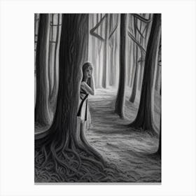 Girl In The Woods Canvas Print