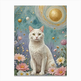 Cosmic White Cat 1 Canvas Print