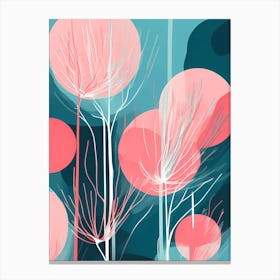 Abstract tree Art, calming tones of Blue, pink& teal, 1285 Canvas Print