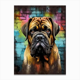 Aesthetic Mastiff Dog Puppy Brick Wall Graffiti Artwork Canvas Print