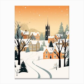 Retro Winter Illustration Canterbury United Kingdom 4 Canvas Print