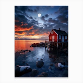 Red House At Sunset Canvas Print