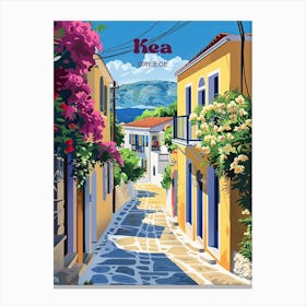 Kea Greece Street Digital Travel Art Canvas Print