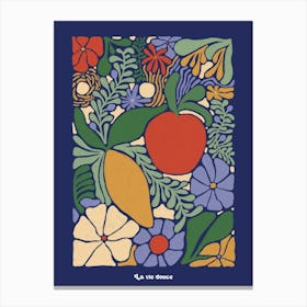 La vie douce, flowers and fruits colorful mix blue Canvas Print