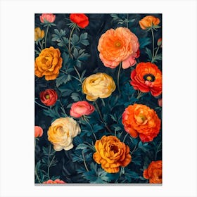 Poppies Inspired By William Morris 5 Canvas Print