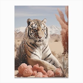 Cosmic tiger portrait in the glittering desert 1 Canvas Print