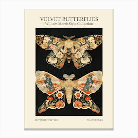 Velvet Butterflies Collection Butterfly Pattern William Morris Style 2 Canvas Print