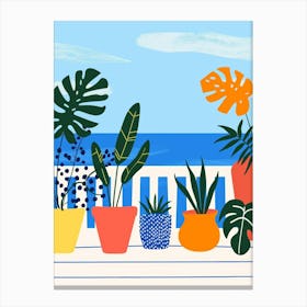 Tropical Plants On A Deck Canvas Print