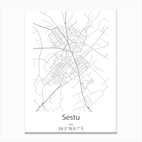 Sestu,Italy Minimalist Map Canvas Print