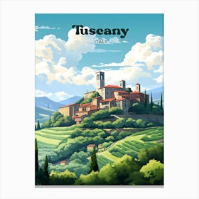 Tuscany Italy Rolling Hills Travel Illustration Canvas Print