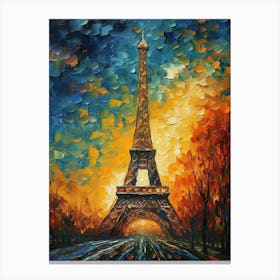 Eiffel Tower Paris France Vincent Van Gogh Style 1 Canvas Print