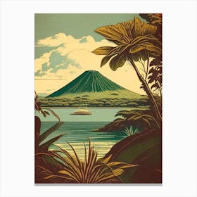 Isla De Ometepe Nicaragua Vintage Sketch Tropical Destination Canvas Print