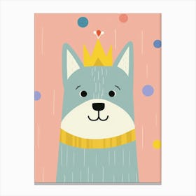 Little Timber Wolf 3 Wearing A Crown Canvas Print
