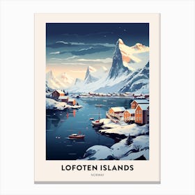 Winter Night  Travel Poster Lofoten Islands Norway 2 Canvas Print