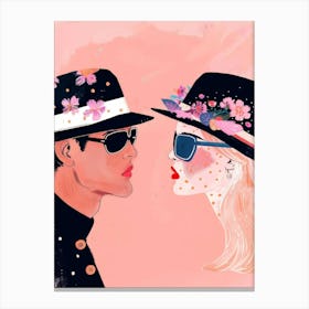 Couple In Hats Canvas Print