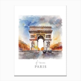 France, Paris Storybook 4 Travel Poster Watercolour Canvas Print