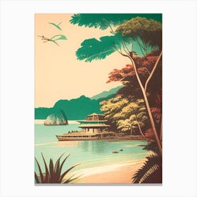 Koh Samet Thailand Vintage Sketch Tropical Destination Canvas Print
