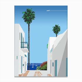 Santorini, Greece — City Pop art, retrowave/vaporwave poster, 80s, aesthetic poster Canvas Print