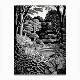 Callaway Gardens, 1, Usa Linocut Black And White Vintage Canvas Print