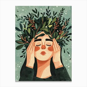 Illustration Of A Woman With A Wreath On Her Head Canvas Print