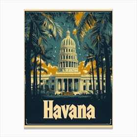 Aihrgdesign A Retro Travel Poster For Havana Canvas Print