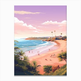 An Illustration In Pink Tones Of  Greenmount Beach Australia 2 Canvas Print