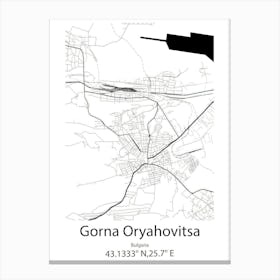 Gorna Oryahovitsa,Bulgaria Minimalist Map Canvas Print