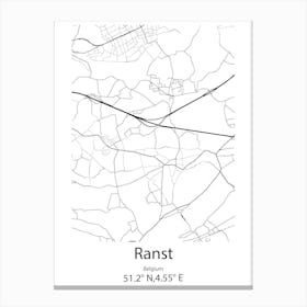 Ranst,Belgium Minimalist Map Canvas Print