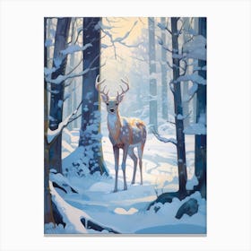 Winter Fawn 3 Illustration Canvas Print