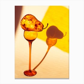 Yellow Pear On Glass Canvas Print