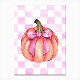 Pumpkin With Pink Bow Canvas Print