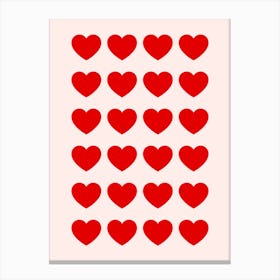 Red Hearts Pattern Canvas Print