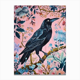Floral Animal Painting Crow 1 Canvas Print