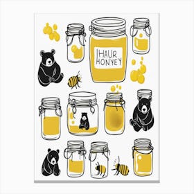 Bees And Honey Jars Canvas Print