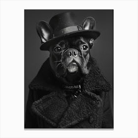 French Bulldog wearing clothes and hat Canvas Print