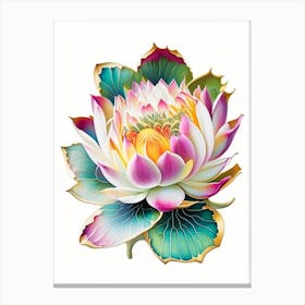 Lotus Flower, Buddhist Symbol Decoupage 4 Canvas Print