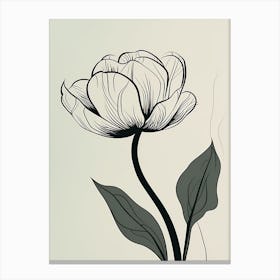 Line Art Tulips Flowers Illustration Neutral 6 Canvas Print