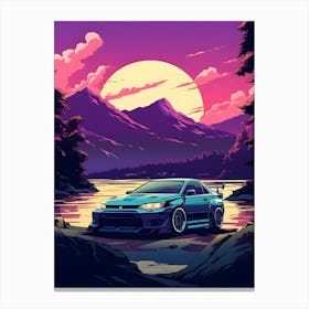 Mitsubishi Lancer Evolution X Ghibli Style Canvas Print