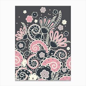 Doodles, Spring Garden, Grey and pink version Canvas Print