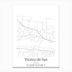 Vicovu De Sus,Romania Minimalist Map Canvas Print