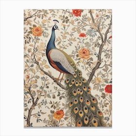 Vintage Peacock In A Tree Wallpaper 1 Canvas Print