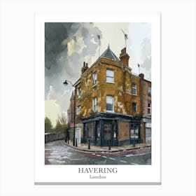 Havering London Borough   Street Watercolour 6 Poster Canvas Print