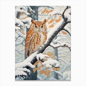 Winter Bird Painting Eastern Screech Owl 4 Canvas Print