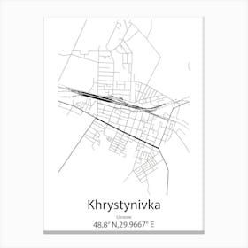 Khrystynivka,Ukraine Minimalist Map Canvas Print